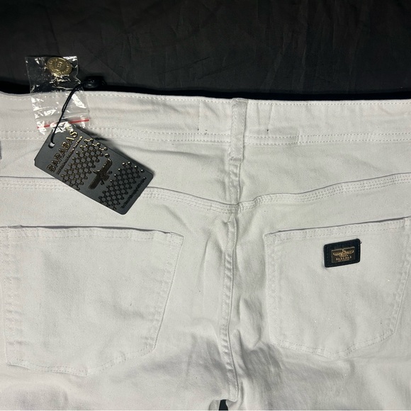 Barabas Jeans Mens 40 White Sparkly Glittery Gold Chain Stretch Denim 40x32  NEW - Picture 8 of 12